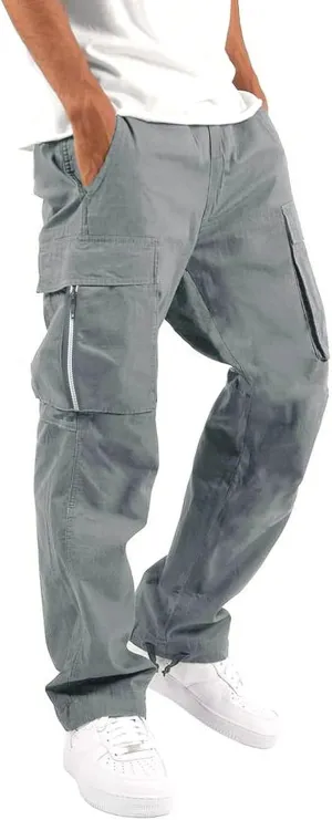 Men's Cargo Casual Sweatpants Multi-Pocket Durable Cargo Pants Casual Baggy Cargo Work Travel Pants Loose Fit Pants