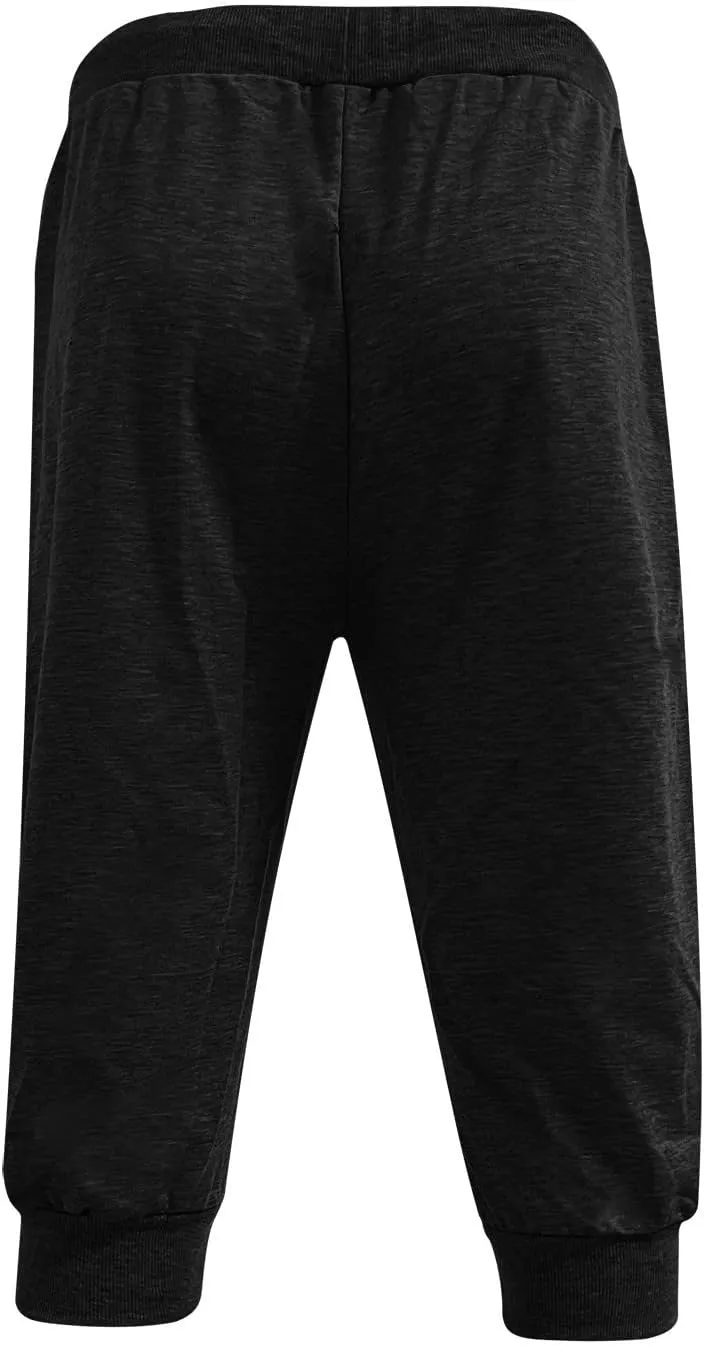 Mens Casual Capri Pants 3/4 Jogger Yoga Pants Solid Color Cropped Trousers Elastic Waist Drawstring Sweatpants Sports