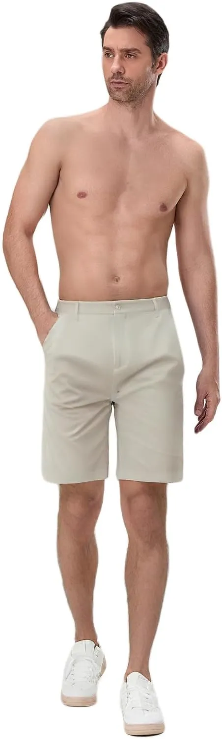Mens Linen Shorts Solid Straight Leg Knee Length Short Trousers with Pocket Summer Casual Bottoms