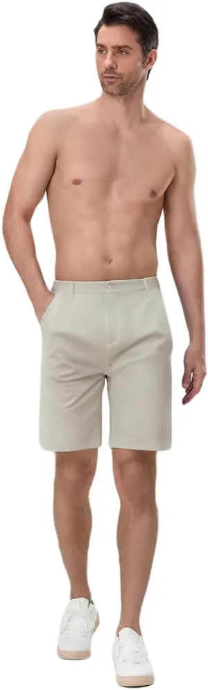 Mens Linen Shorts Solid Straight Leg Knee Length Short Trousers with Pocket Summer Casual Bottoms