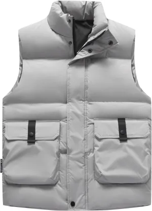 Men's Outerwear Vests Winter Puffer Standing Collar Down Cotton Slim Fitting Vest For Casual Outdoor, M-5XL