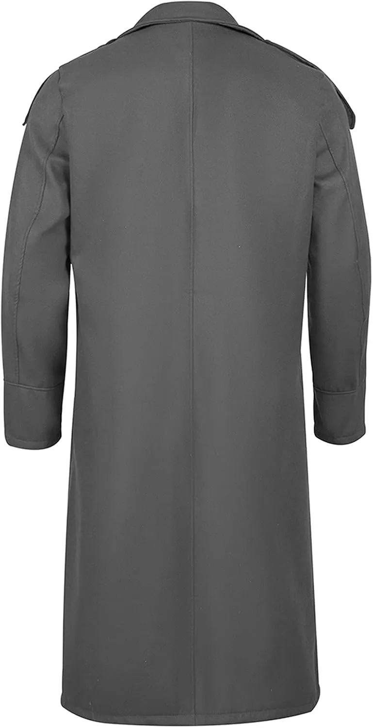 Men's Oversized Notched Long Faux Wool Blend Trench Coat Single Breasted Knee Length Lapel Winter Jackets