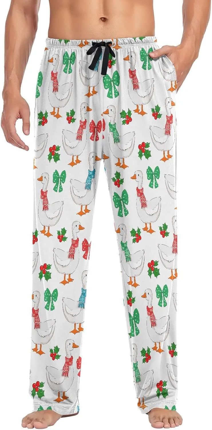 Men's Pajama Pants Soft Comfy Christmas Goose Sleep Lounge Pants Pjs Bottoms with Pockets