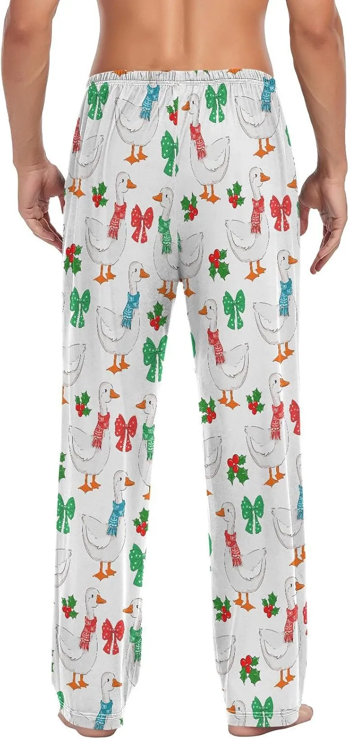 Men's Pajama Pants Soft Comfy Christmas Goose Sleep Lounge Pants Pjs Bottoms with Pockets