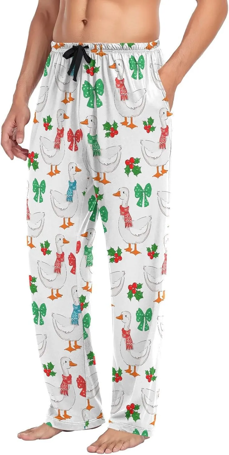 Men's Pajama Pants Soft Comfy Christmas Goose Sleep Lounge Pants Pjs Bottoms with Pockets