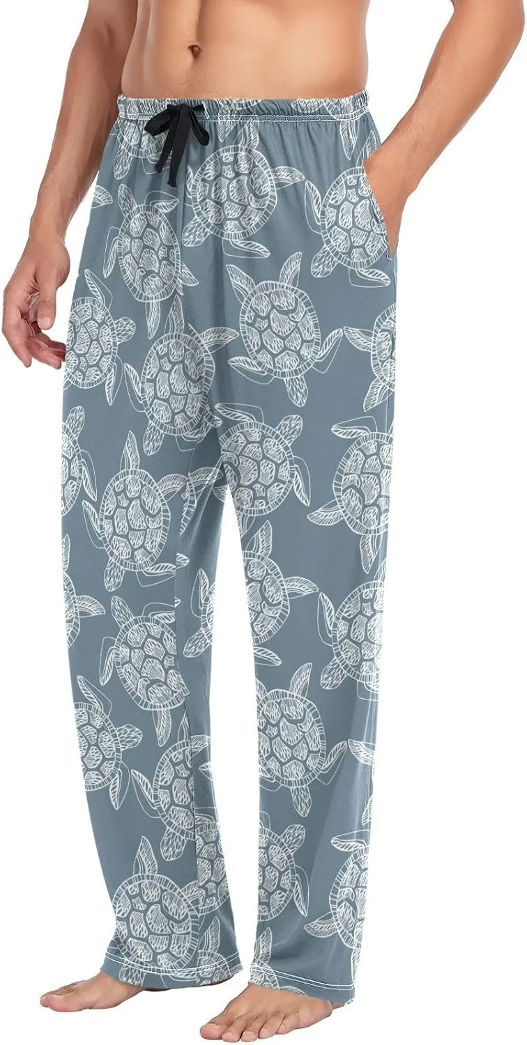 Men's Pajama Pants Super Soft Sea Turtles Sleep Lounge Pants Pjs Bottoms with Pockets