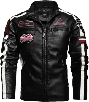 Men's PU Jackets Vintage Moto Leather Jackets Biker Faux Leather Zipper Coats