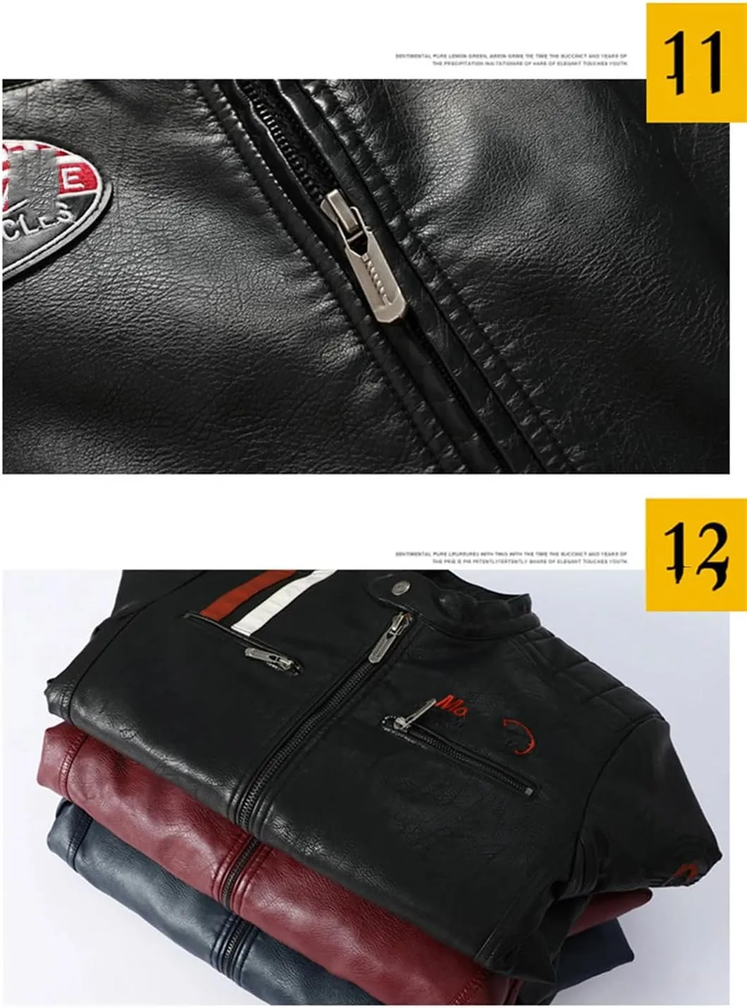 Men's PU Jackets Vintage Moto Leather Jackets Biker Faux Leather Zipper Coats