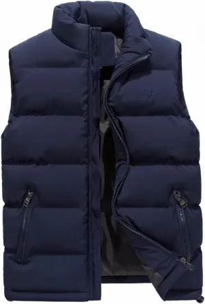 Men's Puffer Vest Casual Vest Winter Jacket With Pocket Solid Color Outdoor Vest Top Riding Skiing Fishing Puffy Vests, S-6XL