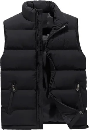 Men's Puffer Vest Casual Vest Winter Jacket With Pocket Solid Color Outdoor Vest Top Riding Skiing Fishing Puffy Vests, S-6XL