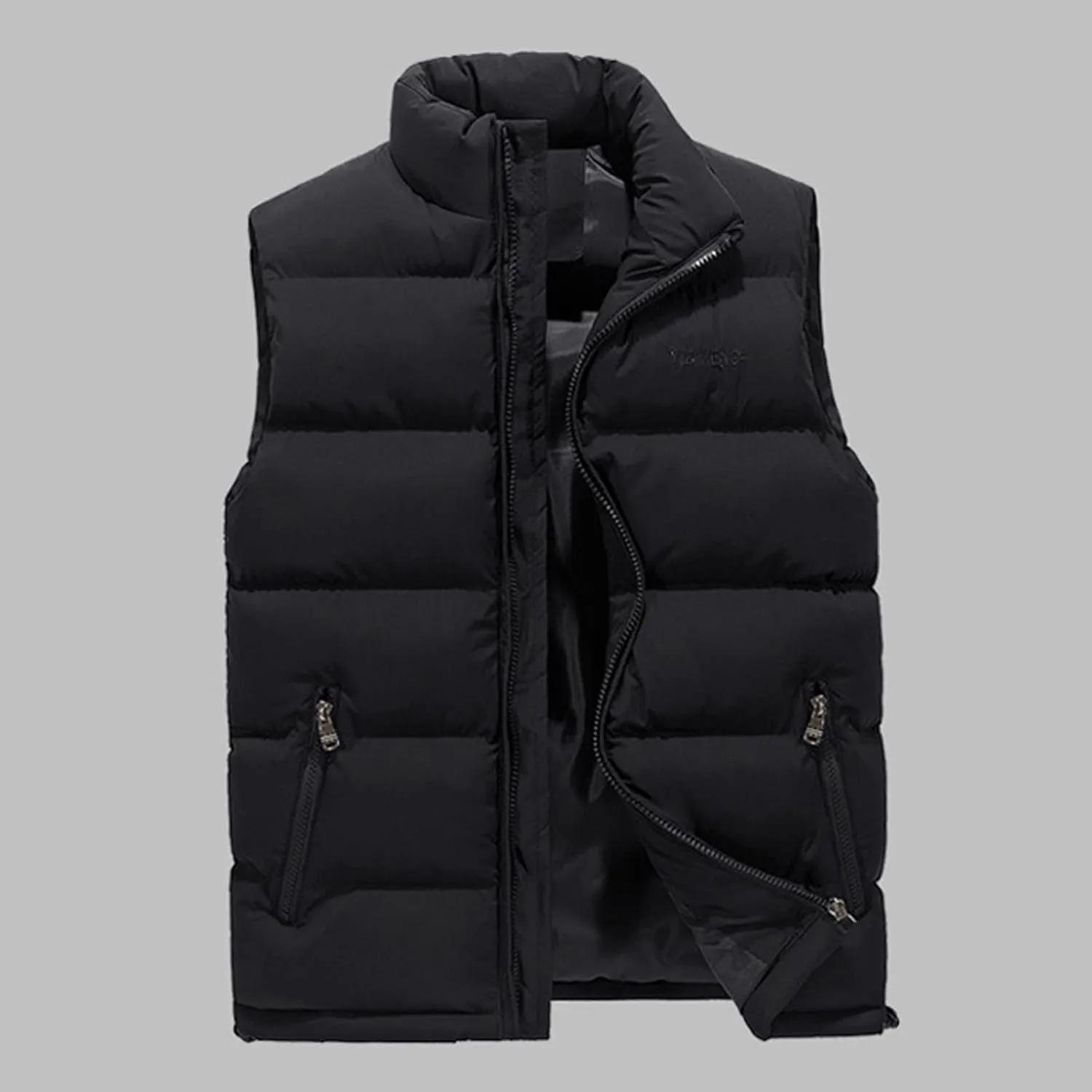 Men's Puffer Vest Casual Vest Winter Jacket With Pocket Solid Color Outdoor Vest Top Riding Skiing Fishing Puffy Vests, S-6XL
