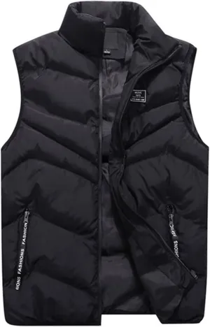 Men's Puffer Vest Casual Vest Winter Jacket With Pocket Solid Color Outdoor Vest Top Riding Skiing Fishing Puffy Vests, S-6XL