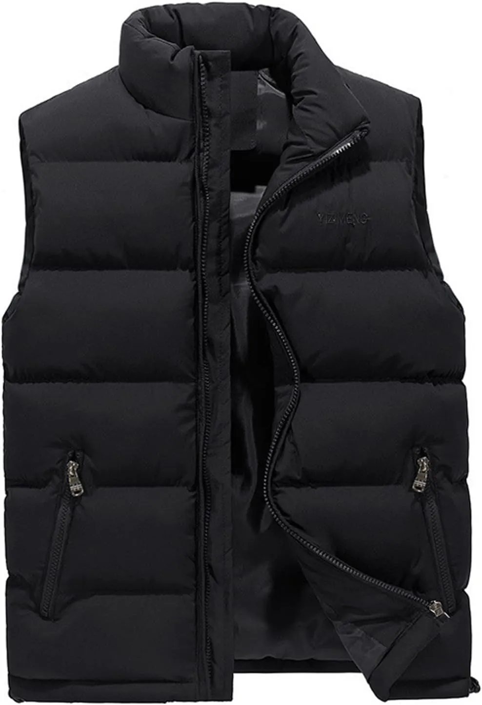 Men's Puffer Vest Casual Vest Winter Jacket With Pocket Solid Color Outdoor Vest Top Riding Skiing Fishing Puffy Vests, S-6XL