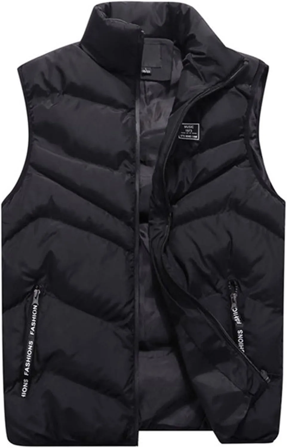Men's Puffer Vest Casual Vest Winter Jacket With Pocket Solid Color Outdoor Vest Top Riding Skiing Fishing Puffy Vests, S-6XL