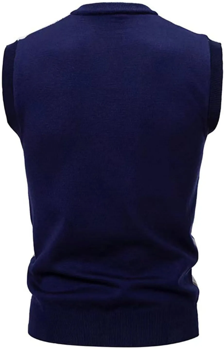 Men's Pullover Sweater Vest Sleeveless V-Neck Slim Fit Color Blocks Argyle Sweaters Vests Winter Warm Waistcoat