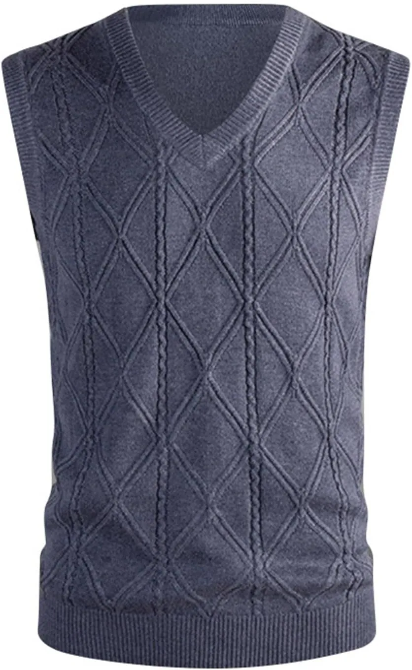 Men's Sweater Vest Classic V Neck Pullover Sweaters Sleeveless Lightweight Casual Slim Fit Knit Vests Waistcoat