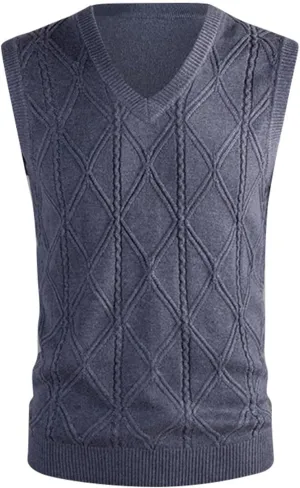 Men's Sweater Vest Classic V Neck Pullover Sweaters Sleeveless Lightweight Casual Slim Fit Knit Vests Waistcoat