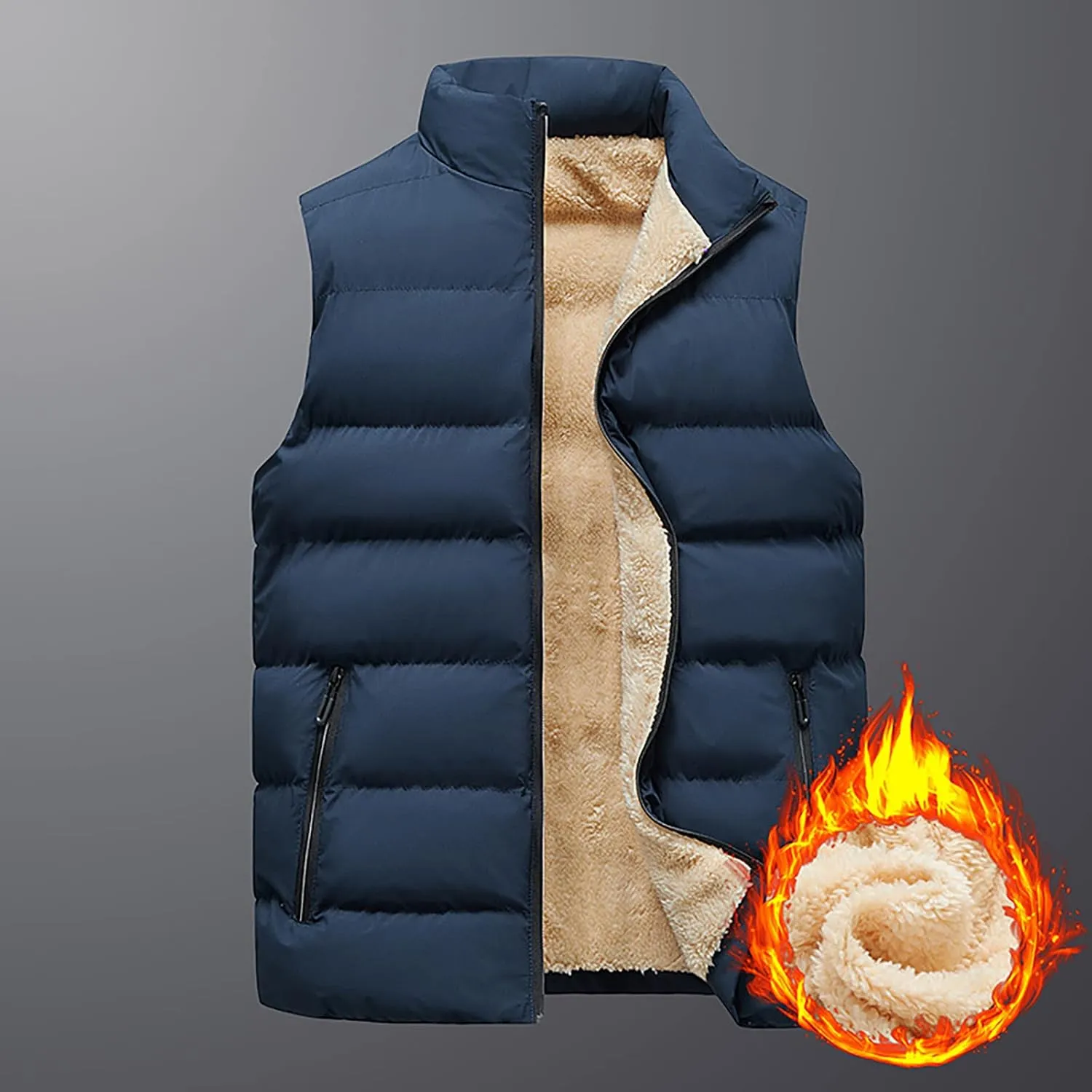 Men's Vest Jacket Puffer Vest Casual Winter Warm Zipper Sleeveless Vest Jacket Coat Outwear Tops Vests, L-7XL