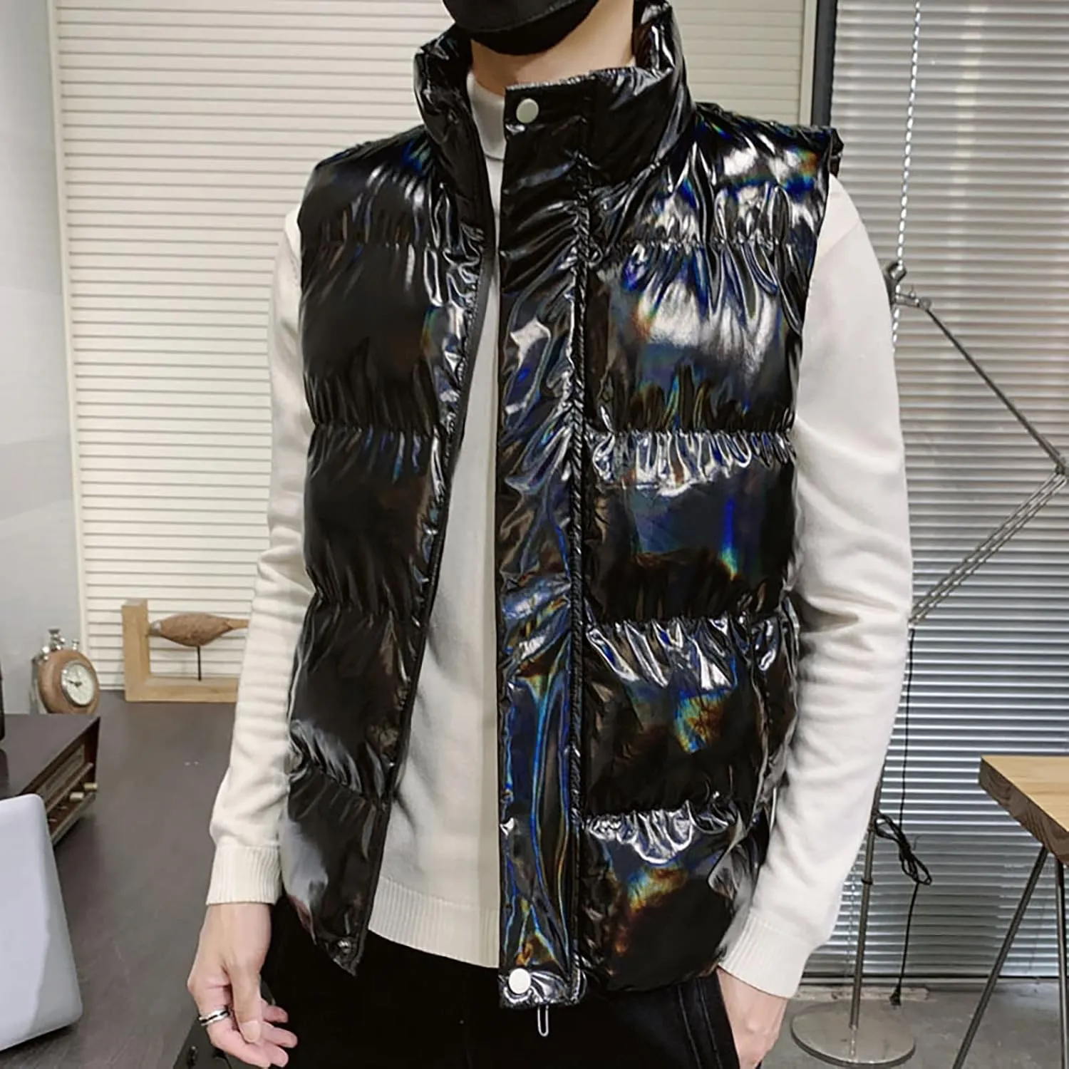 Men's Vest Jacket Puffer Vest Casual Winter Warm Zipper Sleeveless Vest Jacket Coat Outwear Tops Vests, L-7XL
