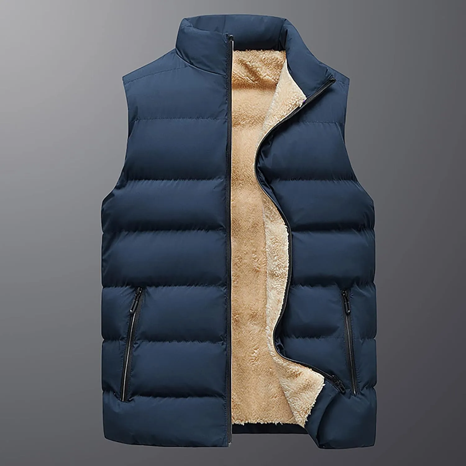Men's Vest Jacket Puffer Vest Casual Winter Warm Zipper Sleeveless Vest Jacket Coat Outwear Tops Vests, L-7XL
