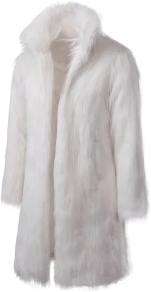 Men's Winter Faux Fur Coats Thicker Long Jackets Warm Overcoat Plain Open Front Furry Wool Outwear Cardigan 2025