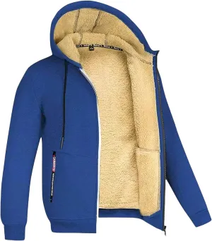 Men's Winter Warm Fleece Jackets Thick Sherpa Lined Zip up Hoodies Heavyweight Sweatshirt Coat with Pockets