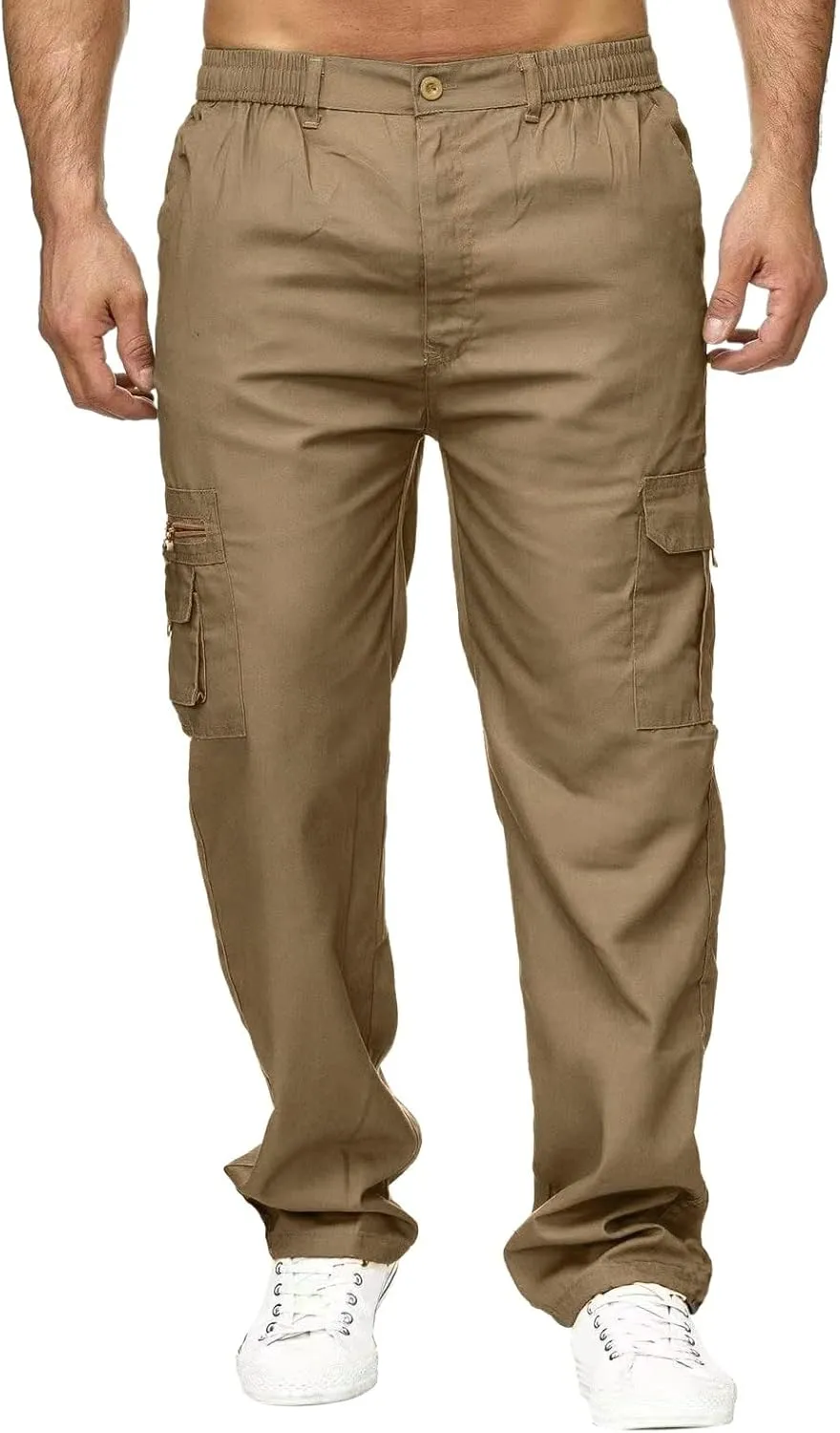 Mens Workout Cargo Sweatpants Drawstring Men's Outdoor Work Military Tactical Pants Lightweight Rip-Stop Casual Cargo