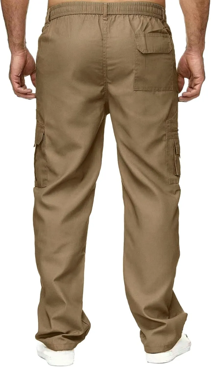Mens Workout Cargo Sweatpants Drawstring Men's Outdoor Work Military Tactical Pants Lightweight Rip-Stop Casual Cargo