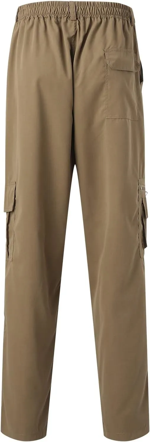 Mens Workout Cargo Sweatpants Drawstring Men's Outdoor Work Military Tactical Pants Lightweight Rip-Stop Casual Cargo
