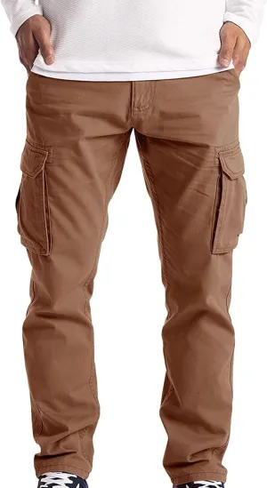 Mens Workout Cargo Sweatpants Loose Beach Pants Men's Heavyweight Fleece Cargo Sweatpants Stretch Elastic with Pocket
