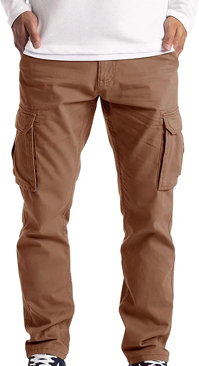 Mens Workout Cargo Sweatpants Loose Beach Pants Men's Heavyweight Fleece Cargo Sweatpants Stretch Elastic with Pocket