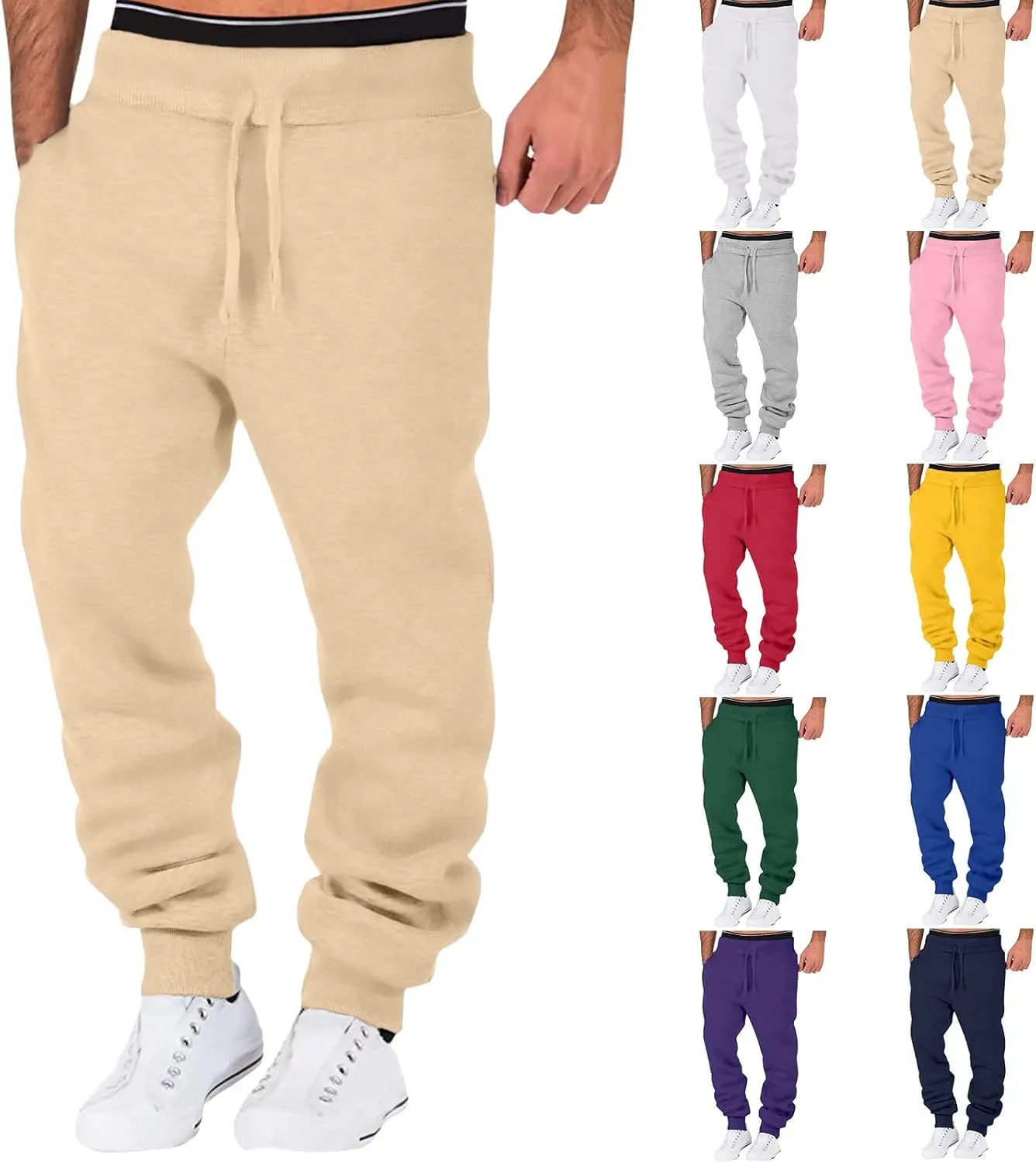 Mens Workout Cargo Sweatpants Mens Cargo Pants Casual Drawstring Athletic Jogger Sports Outdoor Trousers Mens Active