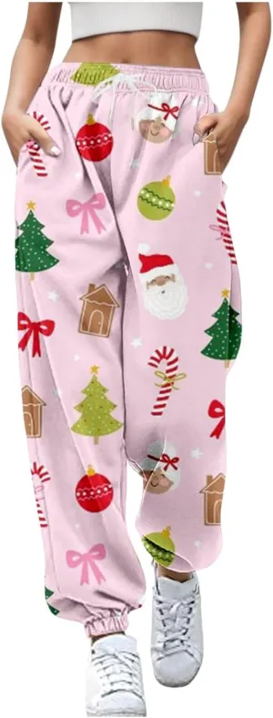 Merry Christmas Sweatpants Sweatpants Workout Active Joggers Pants Baggy Bottoms Winter Christmas Printed Christmas