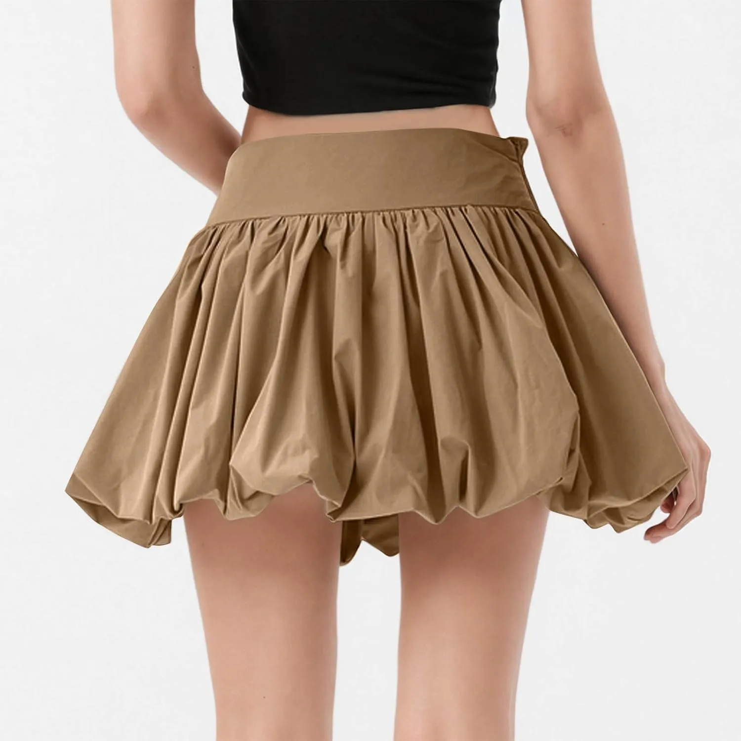 Mini Skirts Women Tummy Control Summer Skirts Casual Puffy Skirts A Line Pleated Skirts Trendy Zipper Fluffy Skirts
