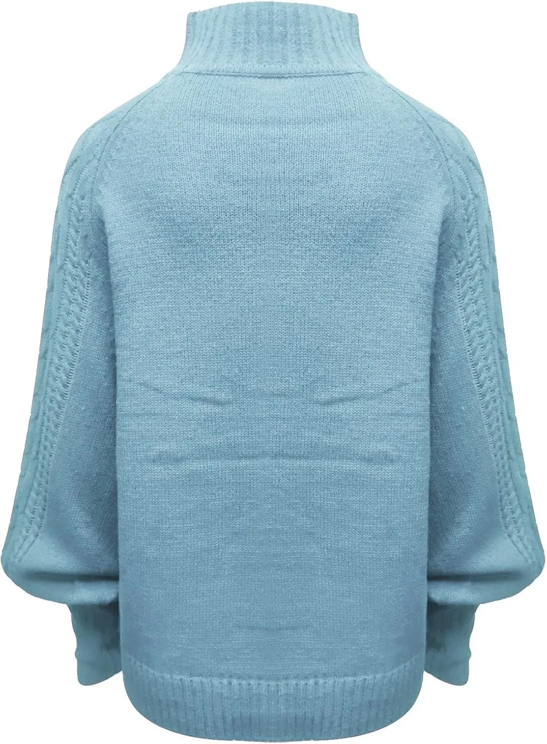 Mock Neck Sweater Women's Casual Long Sleeve Solid Color Cable Knit Fashion Ribbed Hem Fall Tops for Women