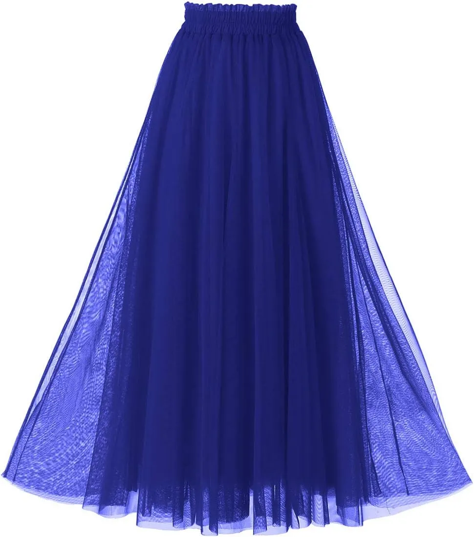 OBBUE Women's A Line Tulle Party Evening Tutu Skirts Tea Length