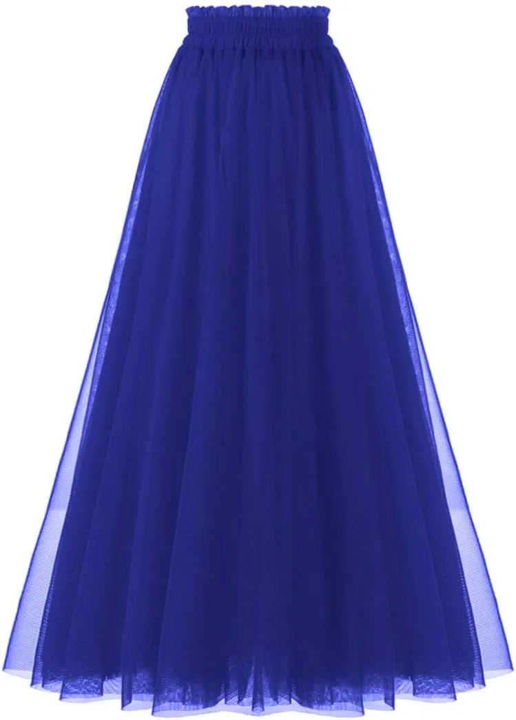 OBBUE Women's A Line Tulle Party Evening Tutu Skirts Tea Length