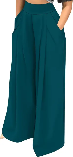 Palazzo Pants for Women Flowy Wide Leg High Waisted Trousers Long Dressy Bottoms