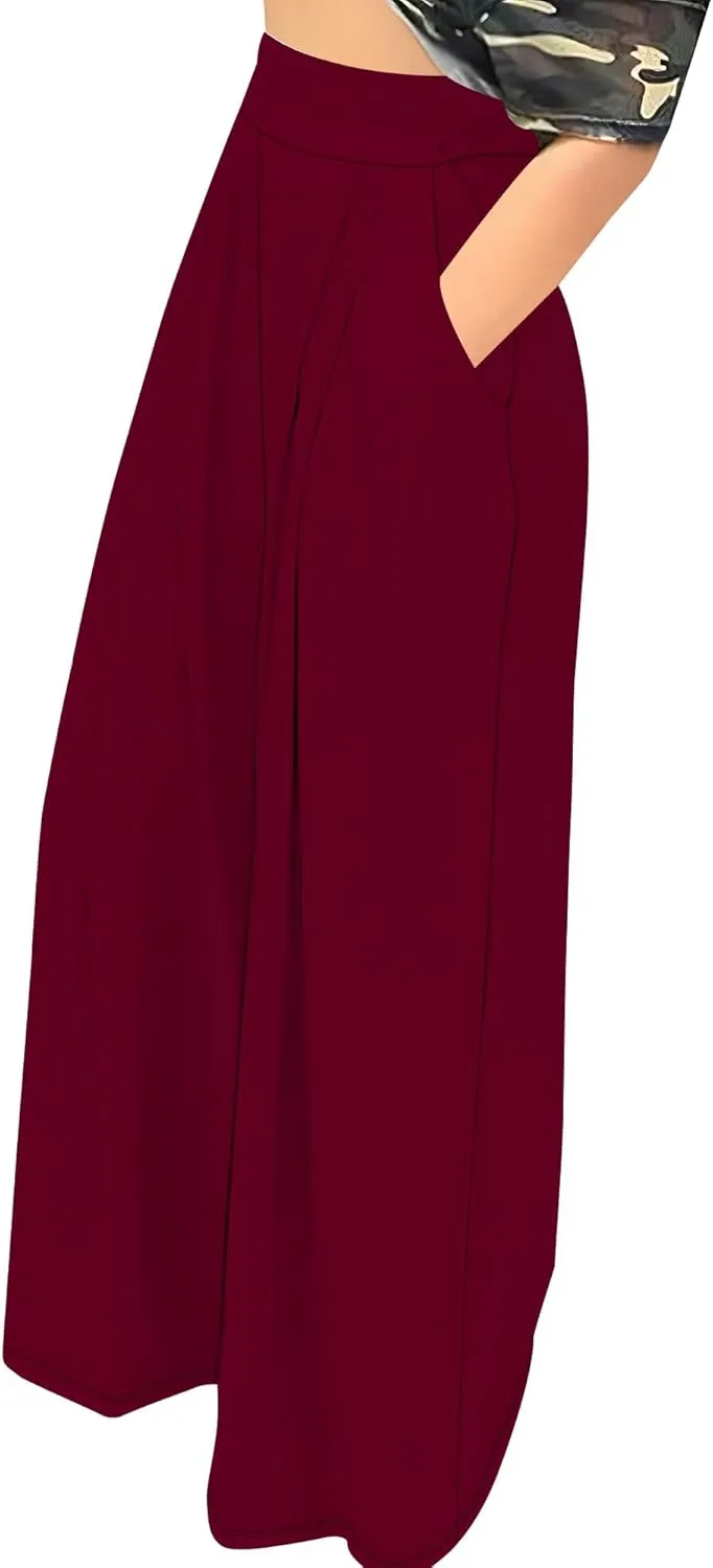 Palazzo Pants for Women Flowy Wide Leg High Waisted Trousers Long Dressy Bottoms