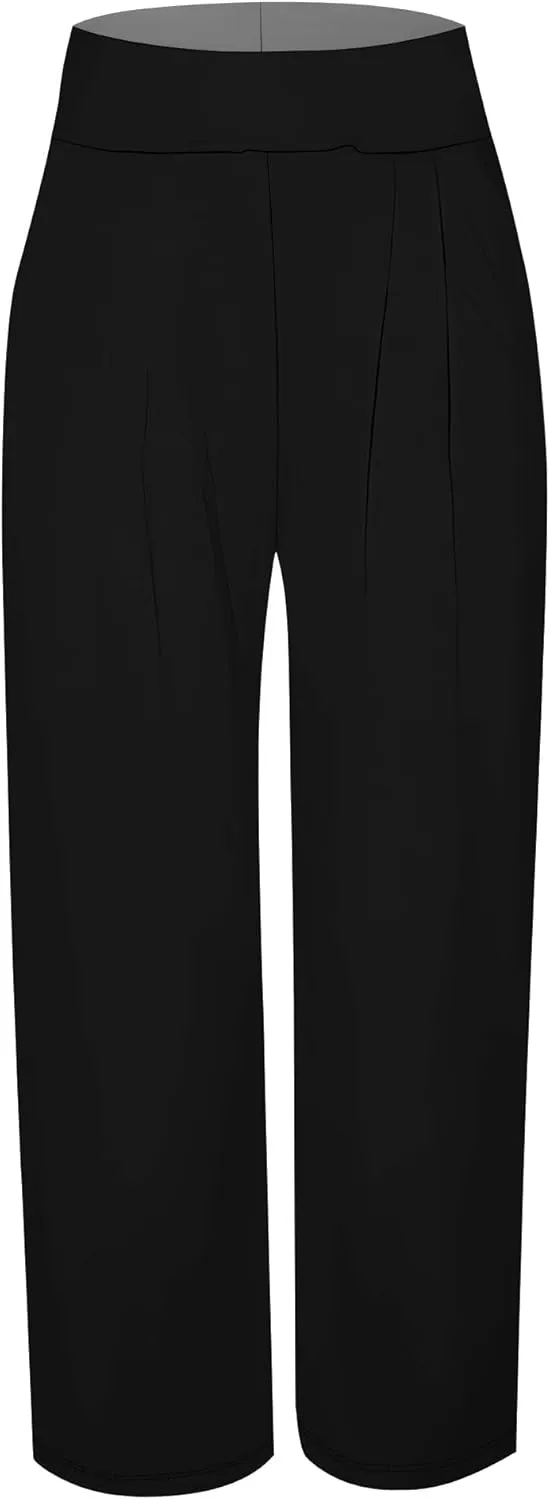 Palazzo Pants for Women Flowy Wide Leg High Waisted Trousers Long Dressy Bottoms