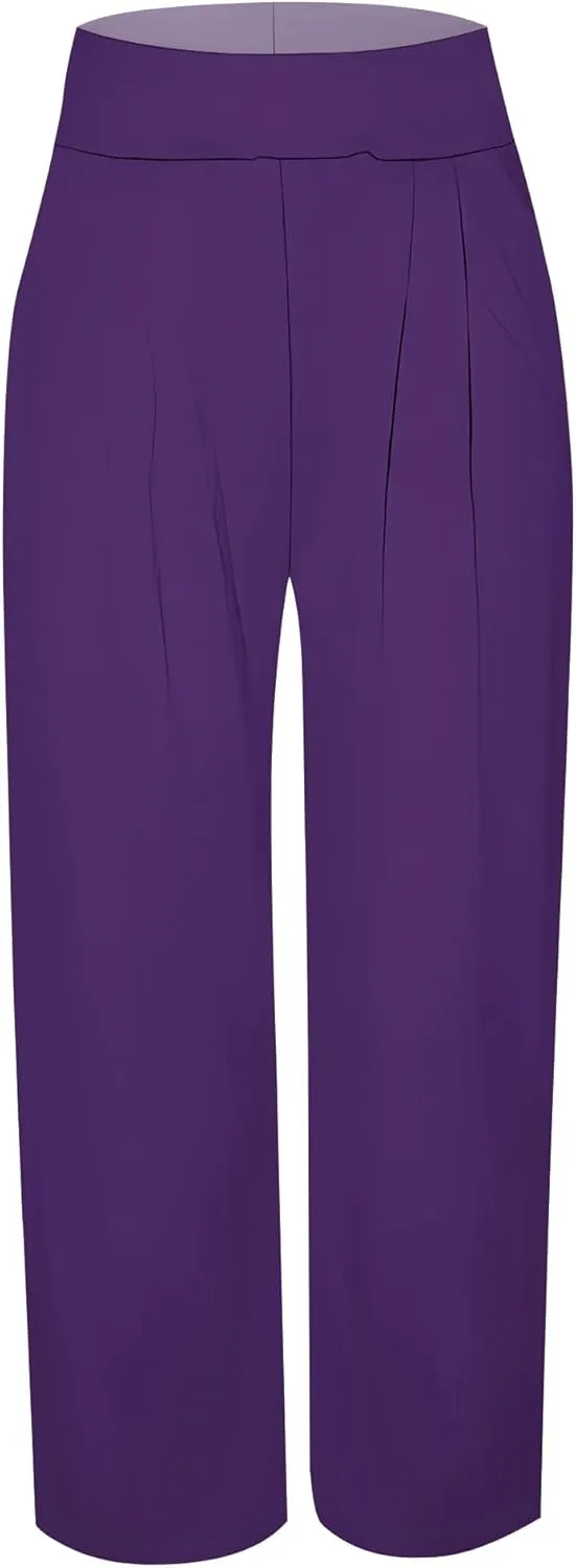 Palazzo Pants for Women Flowy Wide Leg High Waisted Trousers Long Dressy Bottoms