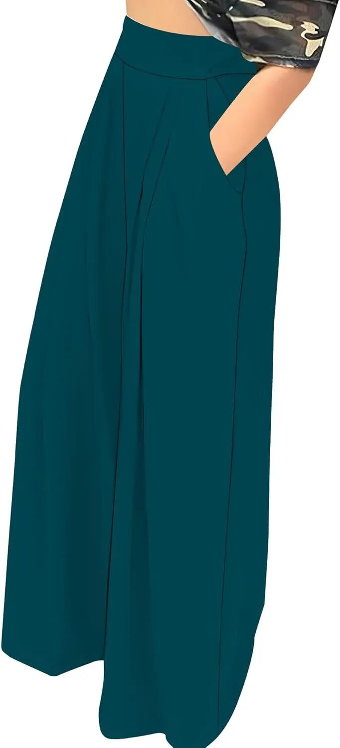 Palazzo Pants for Women Flowy Wide Leg High Waisted Trousers Long Dressy Bottoms