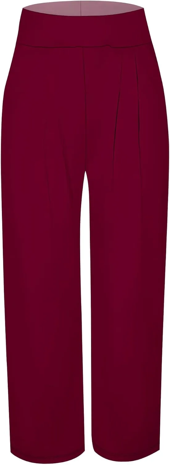 Palazzo Pants for Women Flowy Wide Leg High Waisted Trousers Long Dressy Bottoms