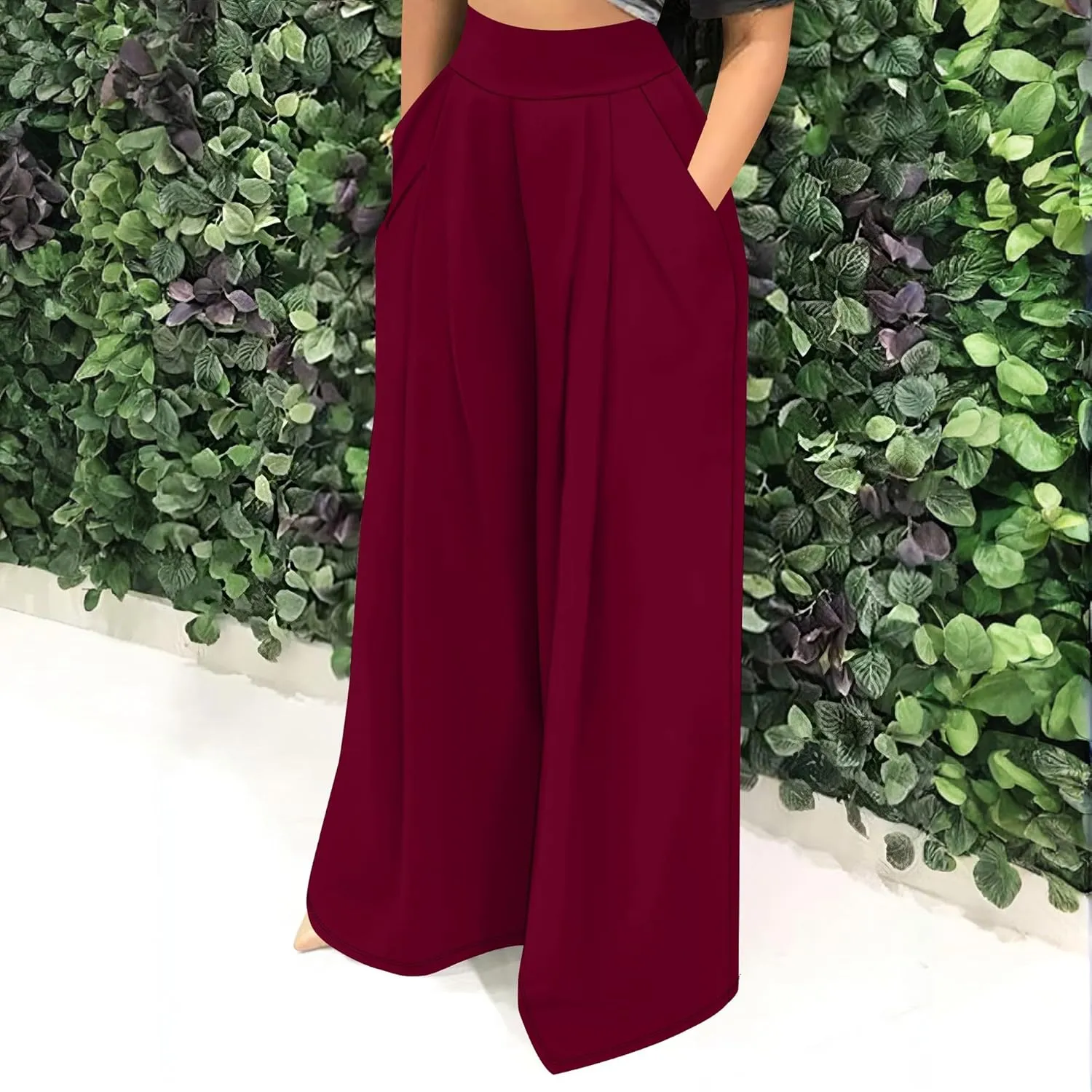 Palazzo Pants for Women Flowy Wide Leg High Waisted Trousers Long Dressy Bottoms
