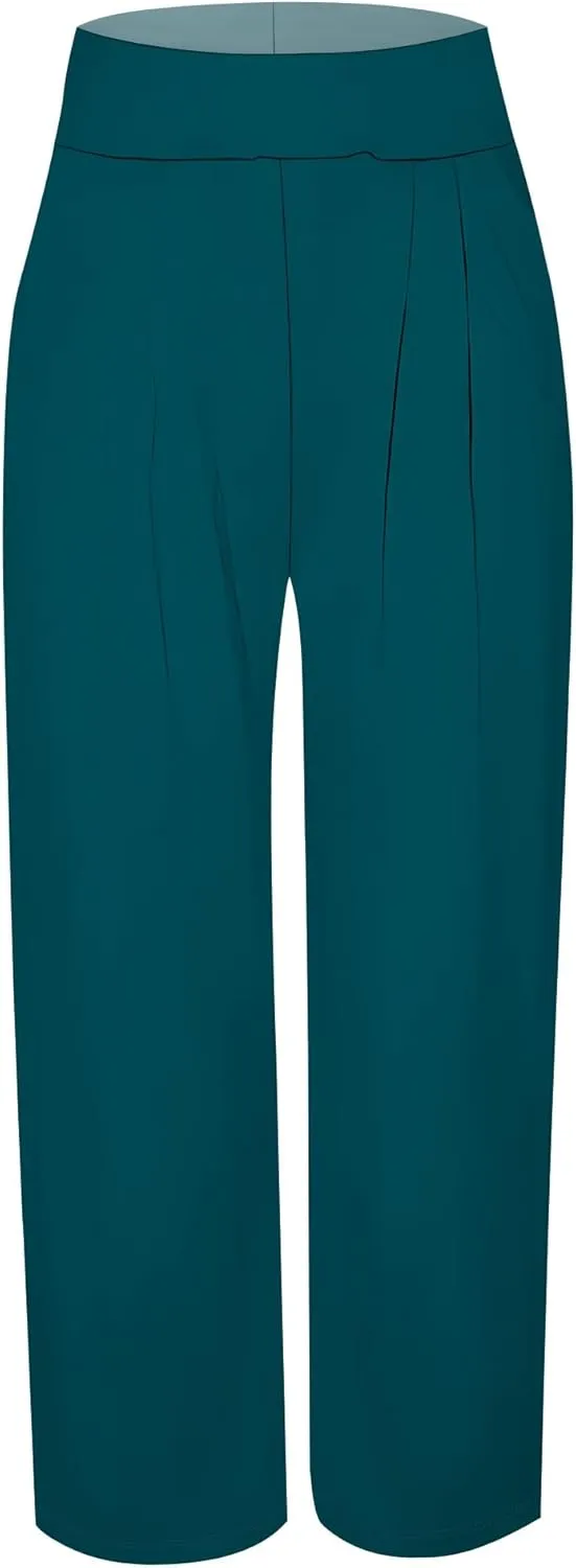 Palazzo Pants for Women Flowy Wide Leg High Waisted Trousers Long Dressy Bottoms
