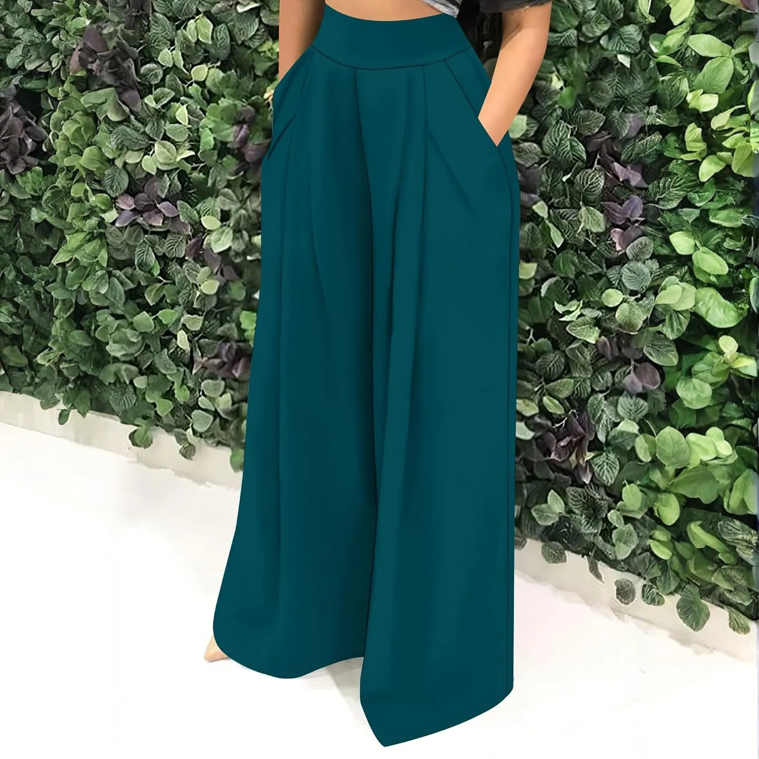 Palazzo Pants for Women Flowy Wide Leg High Waisted Trousers Long Dressy Bottoms