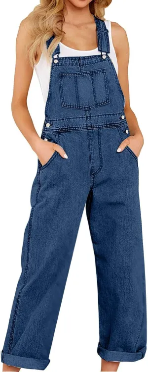 Pants for Women Summer Fall Denim Overall Western Straight Leg Long Leg Overalls Pants Catsuit Women 2025 Trendy