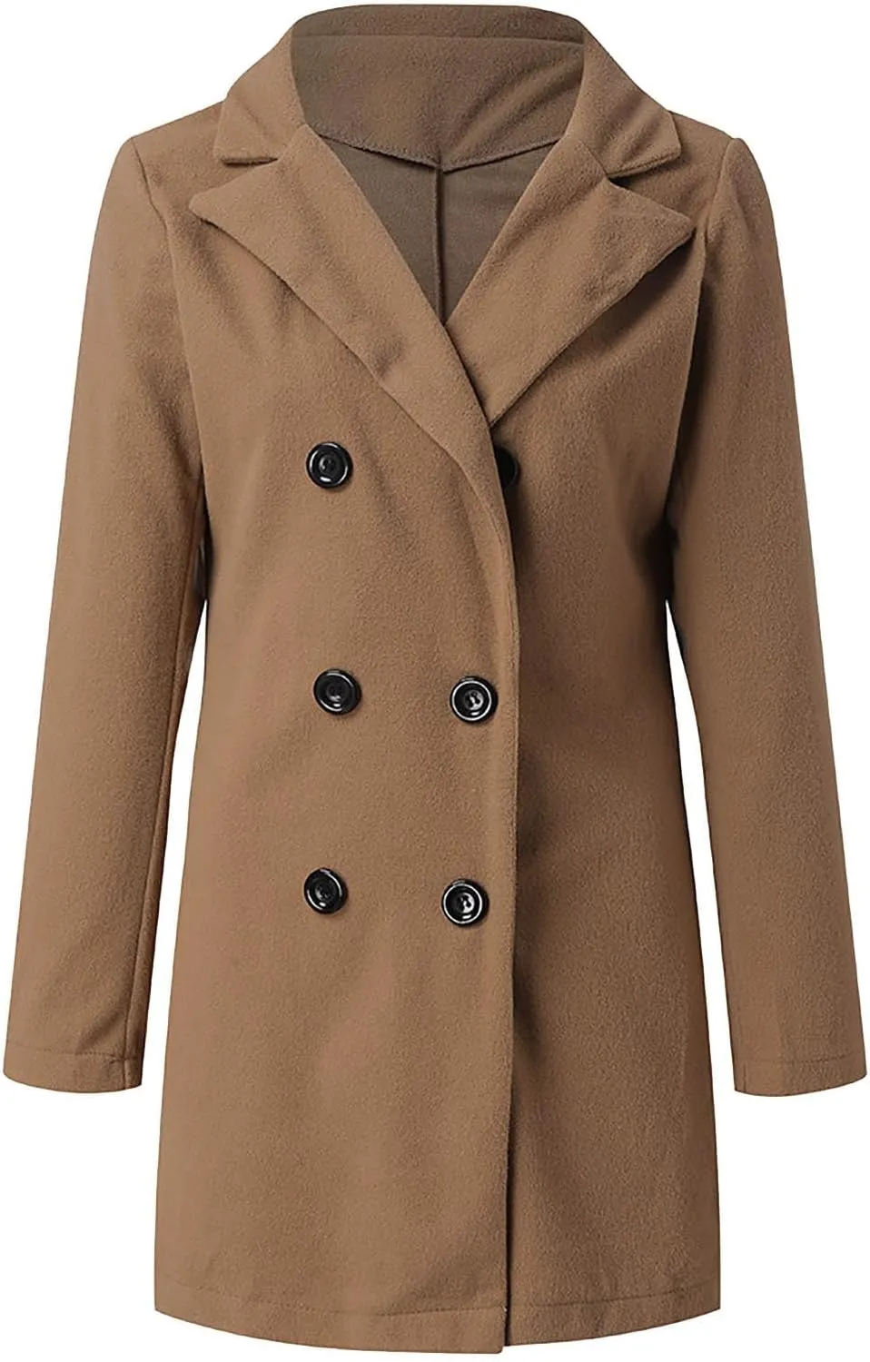 Plus Size Business Blazer Jackets for Women Wool Blend Trench Coats Notched Lapel Collar Open Front Jackets