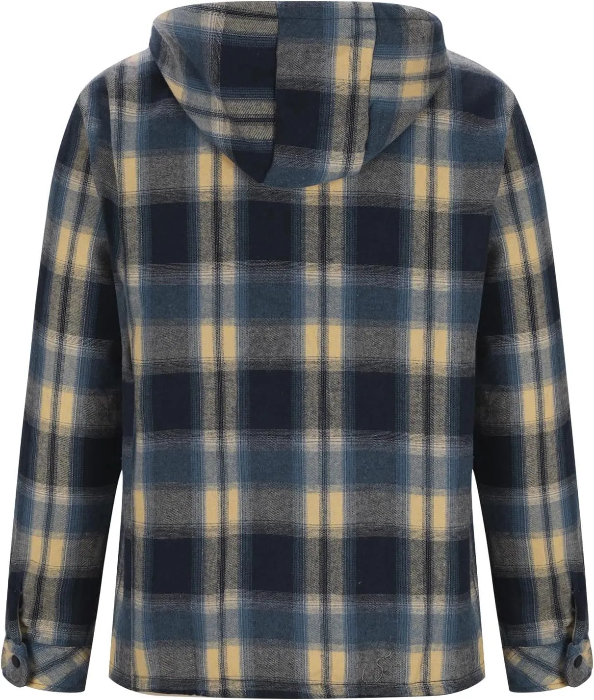 Plush Hooded Jacket for Men Plaid Print Zipper Shirt Jacket Casual Fashion Warm Coat Outerwear with Pockets