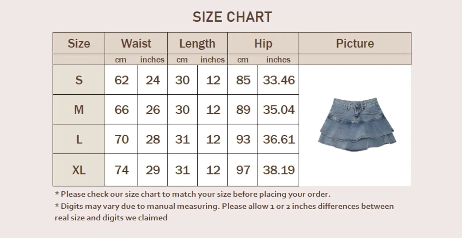 Pokn Y2K Mini Skirts Jean Skirts High Waisted Skirt Bow Skirt with Shorts Preppy Lolita Kawaii Skirts